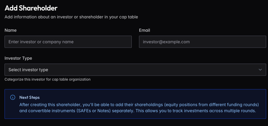 Add Shareholder